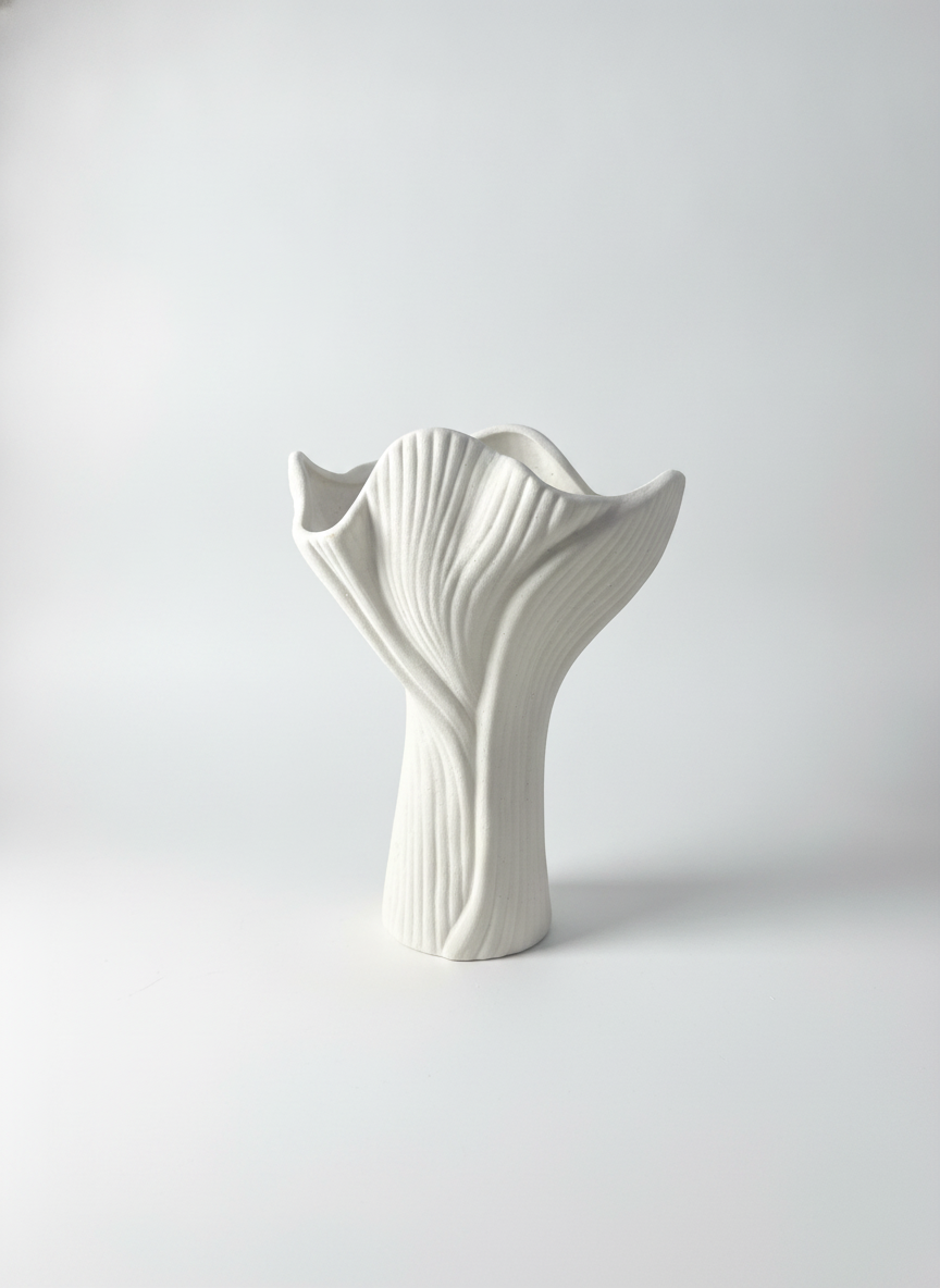 Frosted white ceramic vase